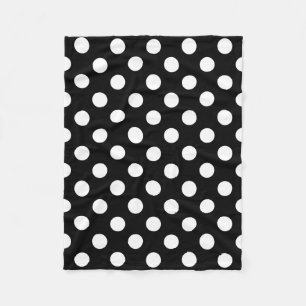 Vitt polka dots på svart fleecefilt
