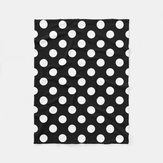 Vitt polka dots på svart fleecefilt (Framsidan)