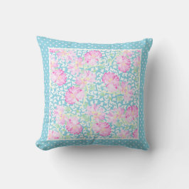 Vitt Polka dots, Rosa ros, vita fjärilar Kudde