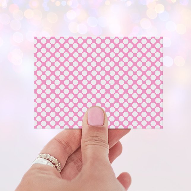 Vitt Polka Prickar Företagskort Visitkort (Pink and white polka dot business cards.)