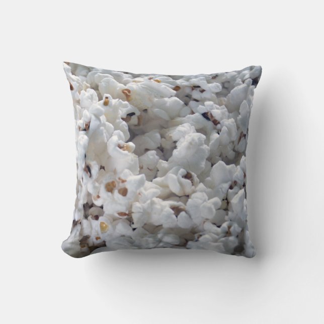 Vitt popcorn film-snack-matsmältningsmönster kudde (Framsida)