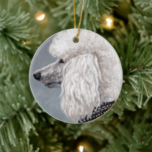 Vitt Pudel Hund Art Ornament
