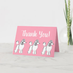 Vitt Pudel Rosa Tack Greeting Card Kort