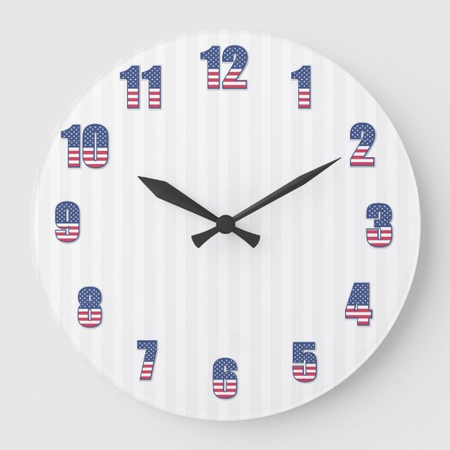 Vitt Rand och färgstarka tal Stor Klocka (Framsida)