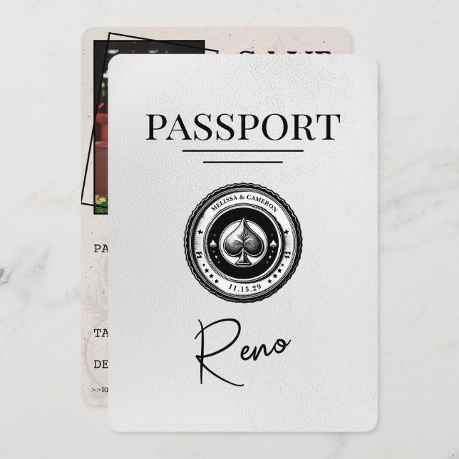 Vitt Reno Passport Spara datum Spara Datumet (Fram/baksida)