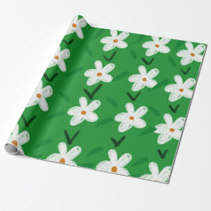 Vitt ritat Blommönster Blommor Art Mönster Aest Presentpapper
