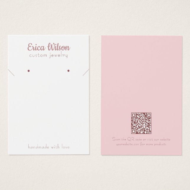 Vitt & Ro Guld Necklace Earring Visning Card Visitkort (Framsida & baksida)