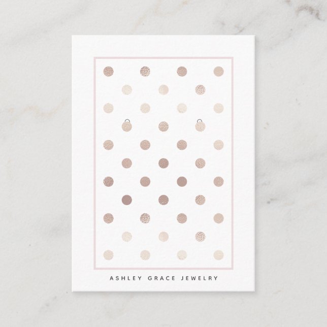 Vitt Rosa Guld Öronkort för Trendig Visning  Visitkort (Framsida)