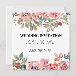 Vitt Rosa Minimalistiskt visitkort för bröllopsinb