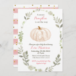 Vitt Rosa Pumpkinbabydusch i Guld Inbjudningar