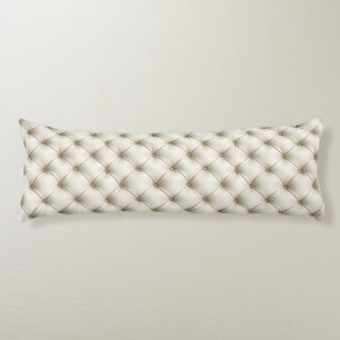 Vitt rött med böjd läder Mönster Kroppskudde