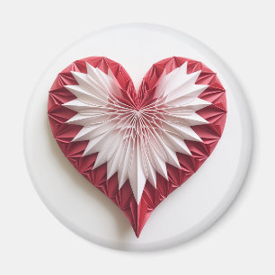 Vitt rött origami-hjärta magnet