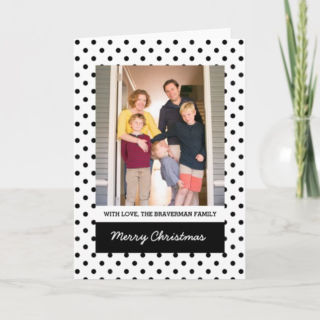 Vitt rött Polka-Helgdag-foto-hälsningskort Helgkort (Framsida)
