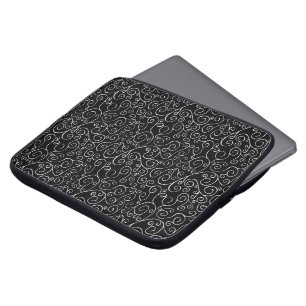 Vitt rullande Kurvor på svart Laptop Sleeve