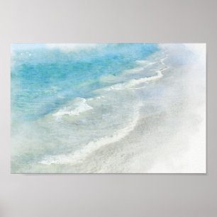 Vitt sandskålsfärg - Teal Aqua Turcos Poster