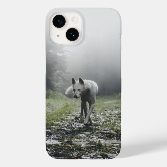 Vitt Siberian Husky iPhone 14 fodral (Baksida)