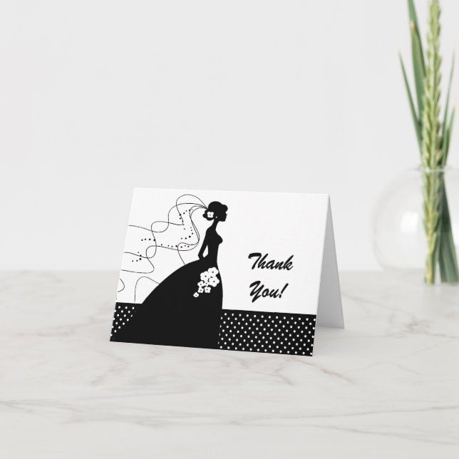 Vitt Silhouette Bride Tackkort Card (Framsida)