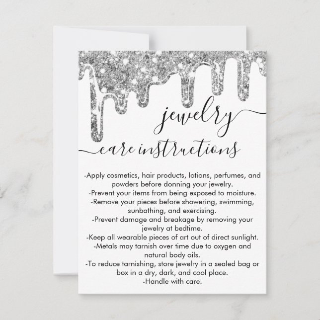 Vitt Silver Chunky Glitter Drip-judiskt vårdkort f Anteckningskort (Framsida)