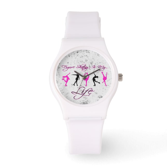 Vitt skidsport "figur" armbandsur (Framsida)