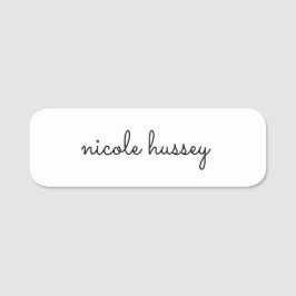 Vitt skript | Monogram för Snyggt - modernt minima Namnbricka