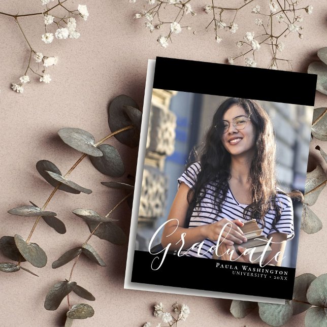 Vitt skript | Svarta Ram | Två foto Studenten Meddelande (Skapare uppladdad)