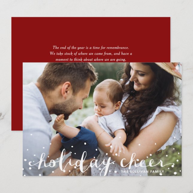 Vitt Snö-julljus, Rustic-skript - foto Julkort (Fram/baksida)