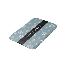 Vitt Snöflingor, Grått, ditt namn, personalisera Badrumsmatta