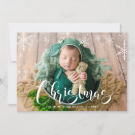 Vitt Snöflingor och jultypografi - foto Julkort