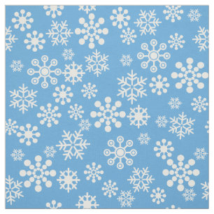 Vitt snöflingor på ljusblå bakgrund Fabric Tyg