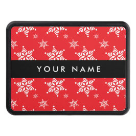 Vitt Snöflingor, rött, ditt namn, Anpassa Dragkroksskydd