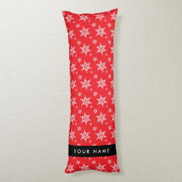 Vitt Snöflingor, rött, ditt namn, Anpassa Kroppskudde