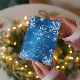 Vitt Snöflingor Ugt Sötare jul Party Inbjudningar
