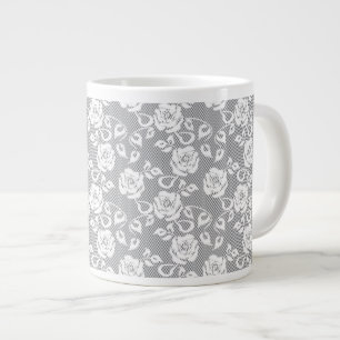 Vitt snöre mönster på grått-bakgrund jumbo mugg