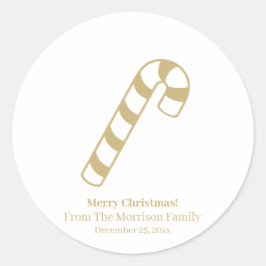 Vitt, söt, candy cane guld, vitt namn runt klistermärke