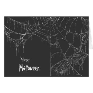 Vitt spindelnät Halloween-hälsningskort Hälsningskort