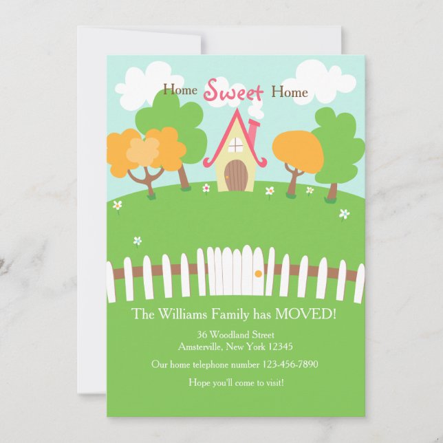 Vitt staket flyttmeddelande meddelande (Framsida)