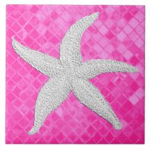Vitt Starfish Rosa Sea Glass Mönster