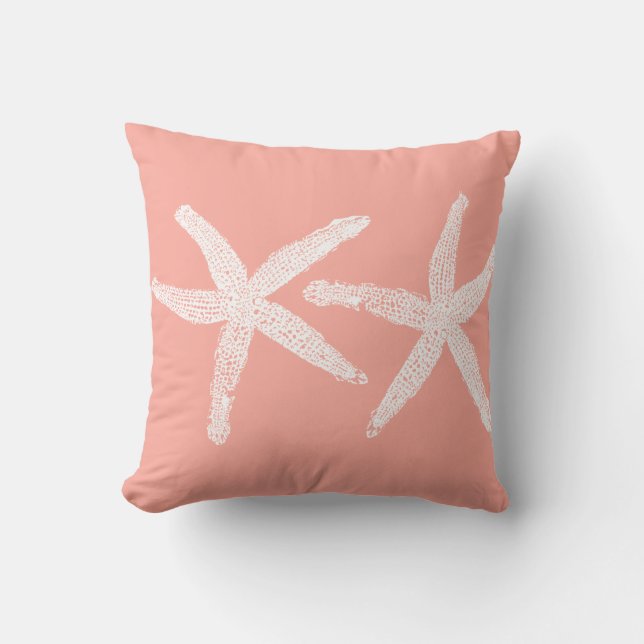 Vitt Starfish Salmon Rosa Orange Beach Cute 2020 Kudde (Framsida)