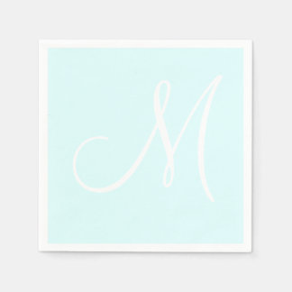 Vitt stort Elegant-monogram | Pastel Cyan Pappersservett