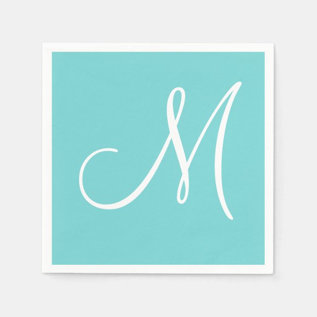 Vitt stort Elegant-monogram | Pastellkrita Pappersservett (Framsidan)