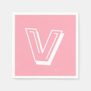 Vitt stort modernt monogram BABY ROSA Pappersservett