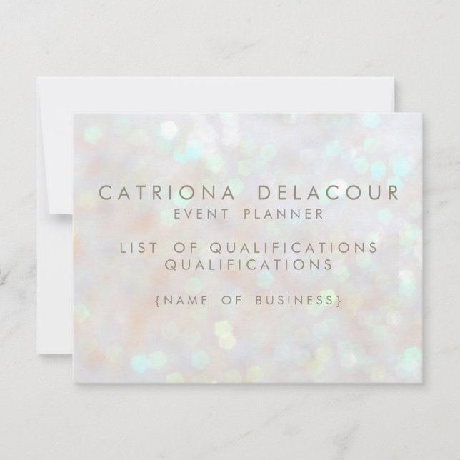 Vitt subtle Glitter bokeh Business EmployCard (Framsida)