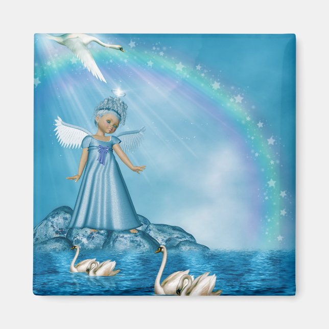 Vitt Svanar och gel Magnet (Framsidan)