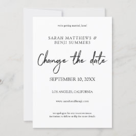 Vitt & Svart Handskrift Ändra Datum - Vitt Inbjudningar