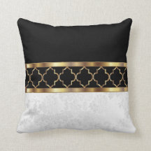 Vitt, svart och Guld Quatrefoil och Damask-mönster