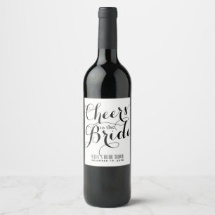 Vitt & Svart SKÅLA FÖR BRUDEN Bridal Vin Vinflaska Etikett