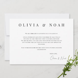 Vitt & Svart Vi är förlovade annonseringskort Meddelande
