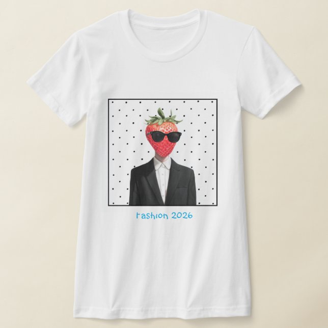 vitt t-shirt för kvinnor med svarta prickar (Laydown)