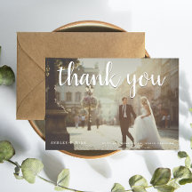 Vitt Tack 2 Photo Bröllop - tackkort