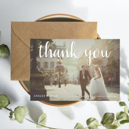 Vitt Tack 2 Photo Bröllop - tackkort Kort